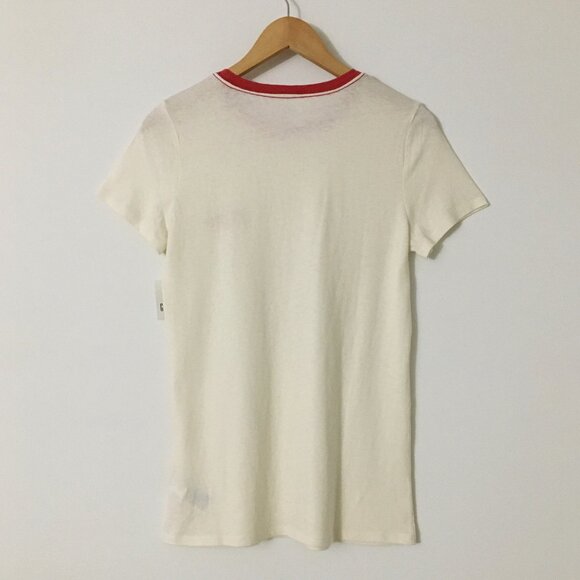 NEW! GAP embroidered HELLO Creamy Off-White ringer style t-shirt  - S Tall - Picture 3 of 7